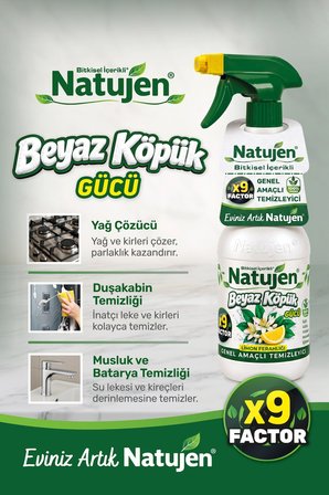 Natujen Genel Amaçlı Temizleyici Beyaz Köpük Gücü Limon Ferahlığı X9 Factor 1000 ml.