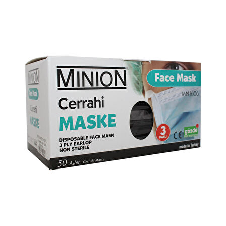 Maske 3 Katlı Meltblownlu Siyah 50 li MN1633 MINION