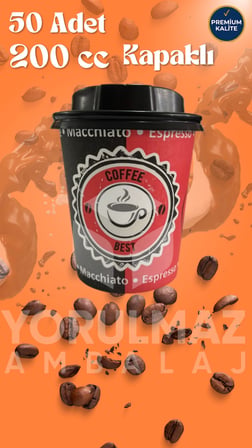 🔥 8 Oz 200 CC Kapaklı Karton Bardak 50’li – Kahve ve Sıcak İçecek Bardağı