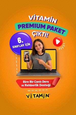 Vitamin 6. Sınıf Premium Paket - 8 Kitap Basılı Set + 30 Canlı Özel Ders ve Birebir Sınav Koçluğu + Yapay Zeka Destekli Dijital Platform