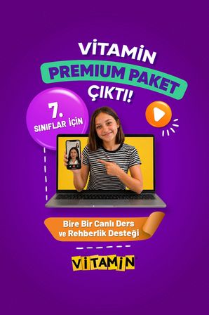 Vitamin 7. Sınıf Premium Paket - 8 Kitap Basılı Set + 30 Canlı Özel Ders ve Birebir Sınav Koçluğu (LGS Altyapı Hazırlığı) Yapay Zeka Destekli Dijital Platform