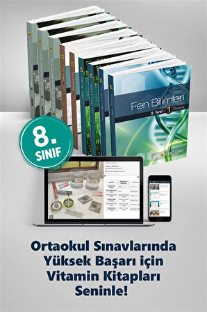Vitamin 8. Sınıf Tüm Dersler Kitap ve Dijital Eğitim Seti | 9 Kitap, Video Çözüm ve Deneme Sınavları