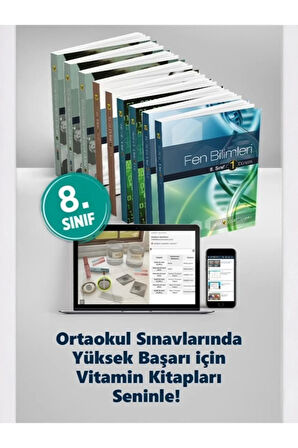 Vitamin 8. Sınıf Tüm Dersler Kitap ve Dijital Eğitim Seti | 9 Kitap, Video Çözüm ve Deneme Sınavları