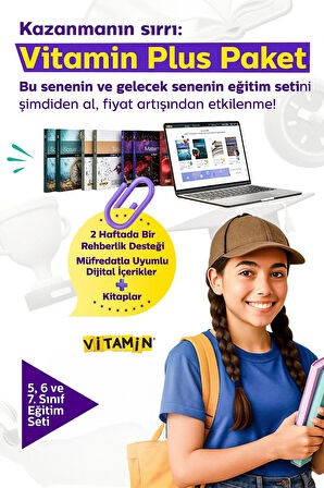 Vitamin 5. Sınıf + 6. Sınıf Plus Paket | 2 Yıllık Kitap + Koçluk Desteği | 16 Kitap, 14.600+ Soru, 12 Deneme