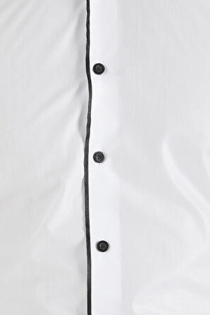 Gk 182 Slim Fit Duble Manşet Biyeli Beyaz Damatlık Smokin Gömlek 