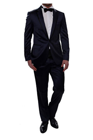 027 Slim Fit Lacivert Black Takım Elbise