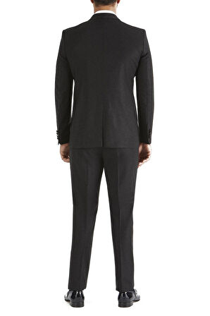 Black 037 Slim Fit Çıkma Saten Yaka Siyah Damatlık Smokin Takım