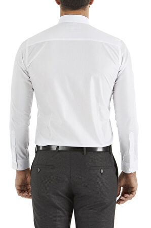 Gk 157 Slim Fit Pamuk Saten Uzun Kol Klasik Beyaz Gömlek 