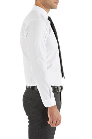 Gk 157 Slim Fit Pamuk Saten Uzun Kol Klasik Beyaz Gömlek 