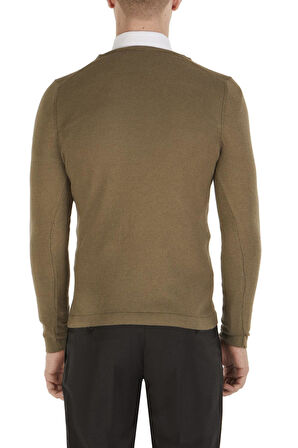 TR 791 Slim Fit Haki V Yaka Triko