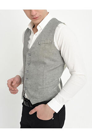 Y 149 Slim Fit Gri Spor Yelek