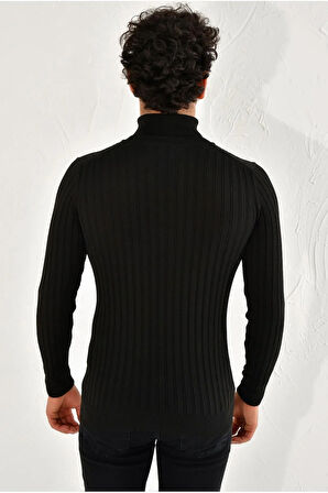 TR 813 Slim Fit Siyah Balıkçı Triko