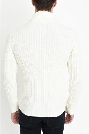TR 814 Slim Fit Ekru Balıkçı Triko