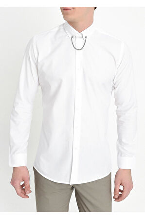 GK 565 Slim Fit Beyaz Klasik Gömlek