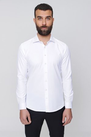 Gk 604 Slim Fit Pamuk Saten Klasik Beyaz Gömlek 