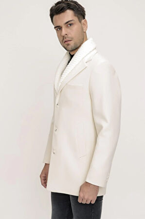 PLT 073 Beyaz Klasik Palto