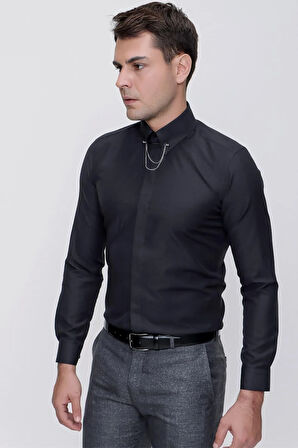 GK 629 Siyah Klasik Gömlek