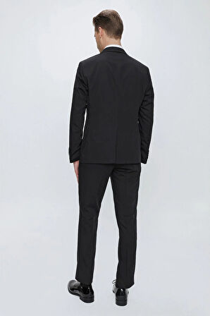 Black 061 Slim Fit Çıkma Saten Yaka Siyah Damatlık Smokin Takım