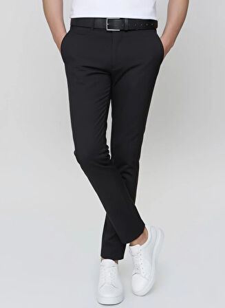 Slim Fit Yan Cep Esnek Pamuklu Casual Siyah Pantolon P 1088