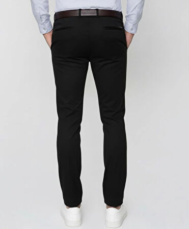 Slim Fit Yan Cep Esnek Pamuklu Casual Siyah Pantolon P 1088