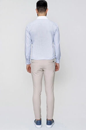 P 1088 Slim Fit Yan Cep Esnek Pamuklu Casuel Bej Pantolon
