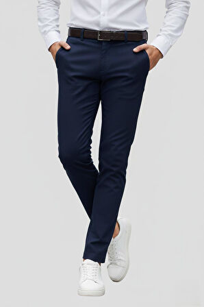Slim Fit Yan Cep Esnek Pamuklu Casual Lacivert Pantolon P 1088
