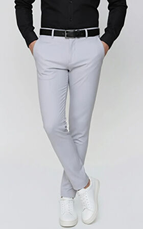 Slim Fit Yan Cep Esnek Pamuklu Casual Gri Pantolon P 1088