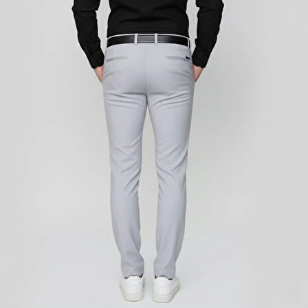 Slim Fit Yan Cep Esnek Pamuklu Casual Gri Pantolon P 1088