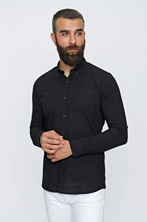 GK 633 Siyah Klasik Gömlek