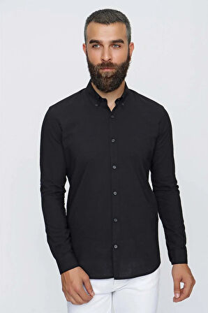 GK 633 Siyah Klasik Gömlek