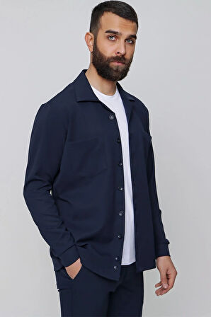 G 1484 Slim Fit Lacivert Spor Gömlek