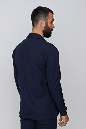 G 1484 Slim Fit Lacivert Spor Gömlek