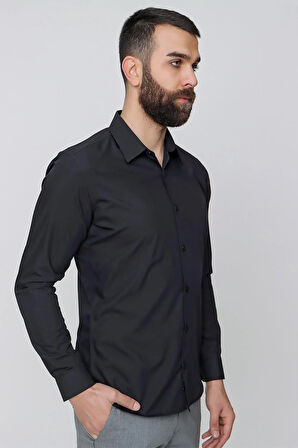 GK 636 Siyah Klasik Gömlek