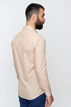 GK 636 Bej Klasik Gömlek