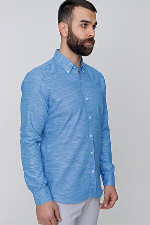 G 1489 Slim Fit Koyu Mavi Spor Gömlek