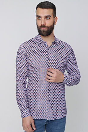 G 1487 Slim Fit Lacivert Spor Gömlek