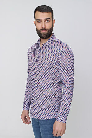 G 1487 Slim Fit Lacivert Spor Gömlek