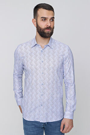 G 1488 Slim Fit Mavi Spor Gömlek