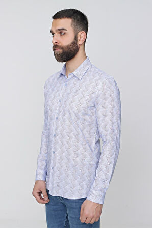 G 1488 Slim Fit Mavi Spor Gömlek