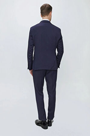 Black 062 Slim Fit Çıkma Saten Yaka Lacivert Damatlık Smokin Takım