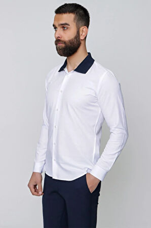 G 1491 Slim Fit Beyaz Spor Gömlek