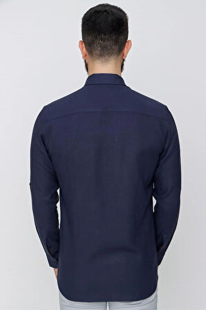 G 1497 Slim Fit Lacivert Spor Gömlek