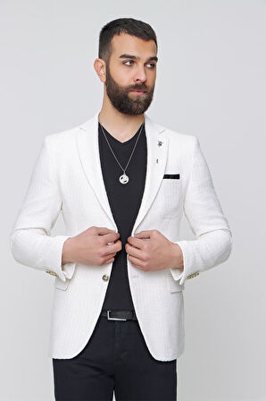 C 611 Slim Fit Ekru Spor Ceket