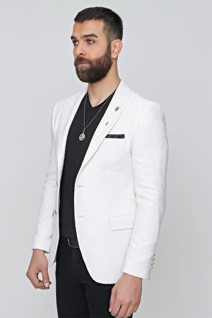 C 611 Slim Fit Ekru Spor Ceket