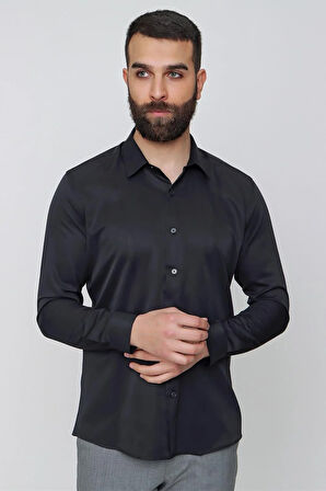 GK 635 Siyah Klasik Gömlek