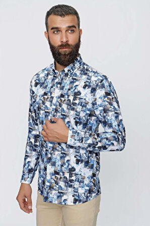 G 1508 Slim Fit Lacivert Spor Gömlek