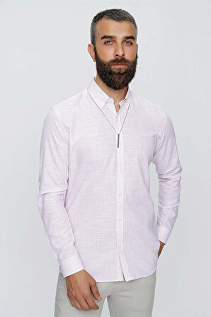 G 1513 Slim Fit Pembeyaz Spor Gömlek