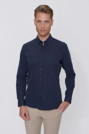 GK 653 Lacivert Klasik Gömlek