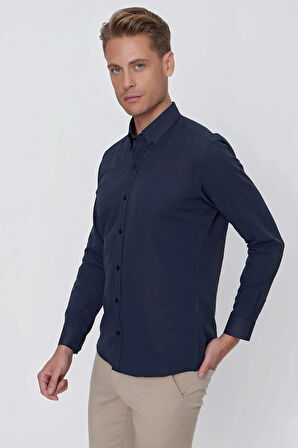 GK 653 Lacivert Klasik Gömlek