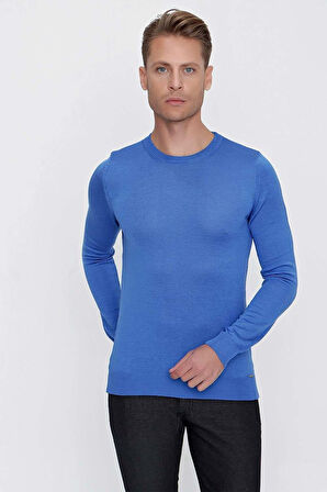 TR 840 Slim Fit Mavi Klasik Triko